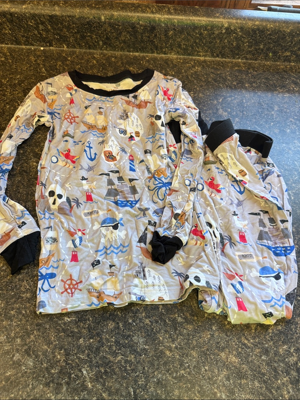 Little Sleepies size 5/6 Pirate Ship Long Sleeve Pajama Set